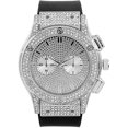 thumbnail image 1 of Charles Raymond Big Bling Watch Inspired by Hip Hop - Mens Iced Out Timepiece - Faux Chrono Eyes - Diamond Rhinestones on Blast - ST10311 (Silver Rubber), 1 of 2