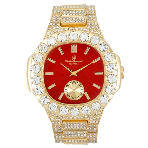 Charles Raymond Bigger is Better Iced Out Oversized Diamonds or Baguette Diamonds for The Luxurious King. Your Style!! - Blinged Out Oblong Metal Hip Hop Mens Wristwatch