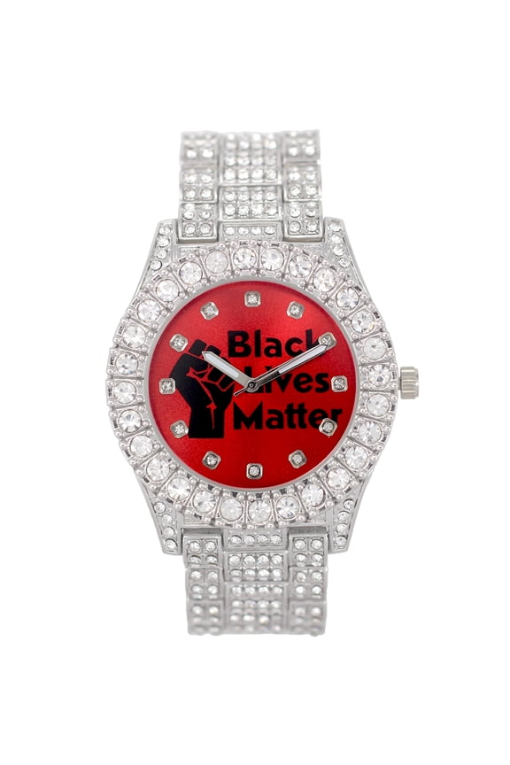 Black Lives Matter Blinged Out Royalty Big Rocks Hip Hop Iced Out Wristwatch fit for a King with Iced Out Diamonds - ST10327