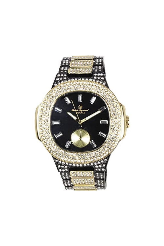 Bling-ed Out Oblong Metal Mens Color on Blast Watch - 8475Color (ST10235 VO Gunmetal Gold)