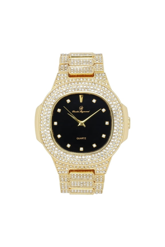 Bling-ed Out Oblong Metal Mens Color on Blast Watch - 8475Color (ST10235DX GLD BLK)