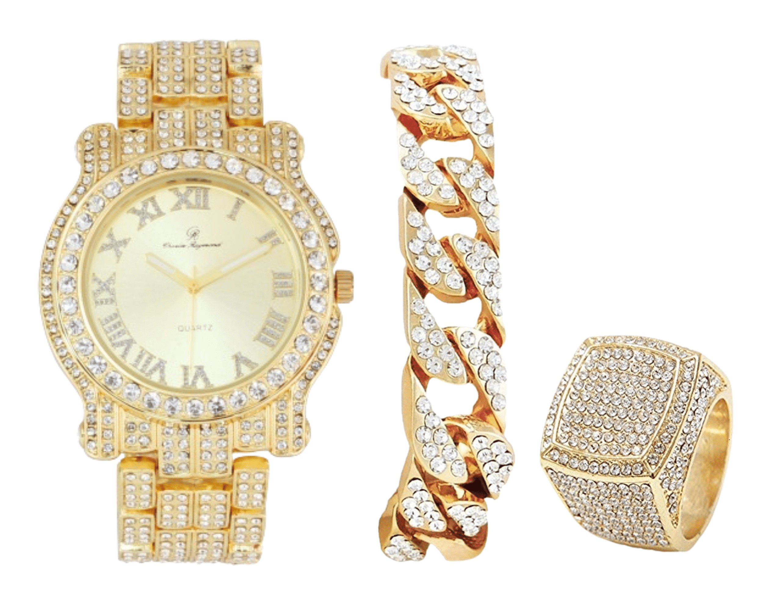 Charles Raymond Bling-ed Out Round Luxury Mens Watch w/Bling 