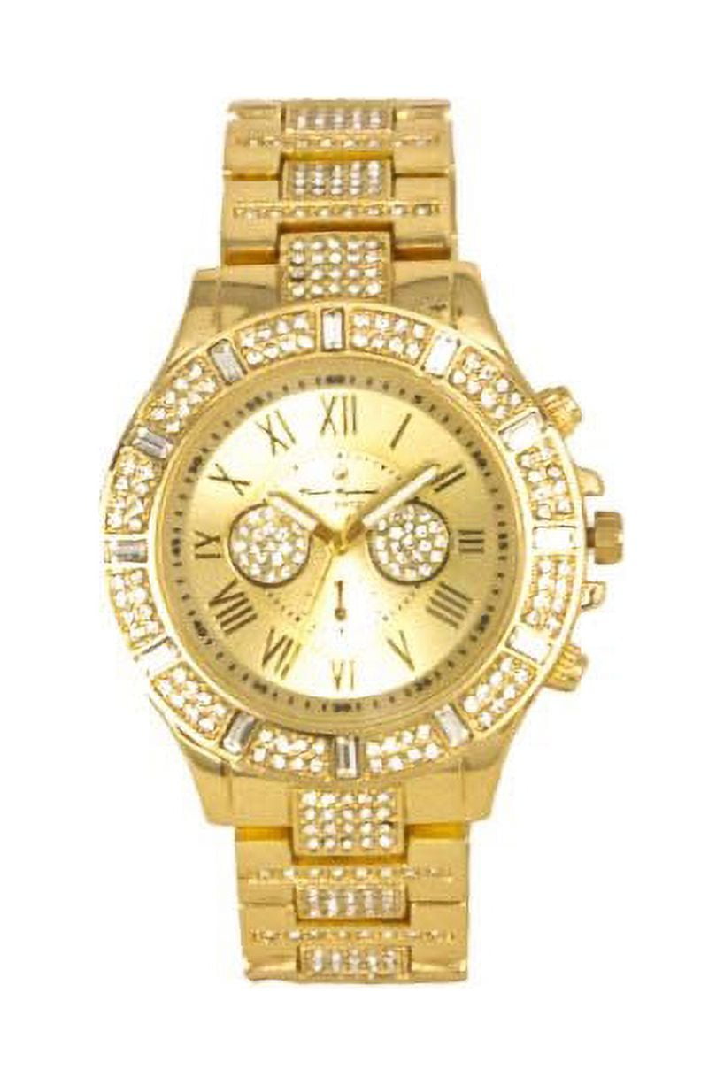 Bling-ed Out ラウンドラグジュアリーメンズ腕時計 カラーダイヤルとキラキラ光るダイヤモンド時刻表示 キラキラ光るお揃いのブレ Charles Raymond Bling-ed Out ラウンドラグジュアリーメンズウォッチ