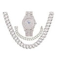 thumbnail image 1 of Charles Raymond Blinged Out Mens Hip Hop Wristwatch on Blast w/Zig Zag Iced Out Necklace & Bracelet Sets - New Cuban Z Links w/3 Row Diamonds on Each Side - ST102Series (ST10327 SLV w/Neckl-Bracel), 1 of 4