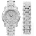 thumbnail image 1 of Charles Raymond Blinged Out Ultimate Gold Hip Hop Royalty Mens Iced Out Wristwatch w/Easy Reader Roman Numeral Bright Colored Dial - L0504 RN - SILVER, 1 of 5