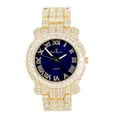 thumbnail image 1 of Charles Raymond Blinged Out Ultimate Gold Hip Hop Royalty Mens Wristwatch w/Easy Reader Roman Numeral Iced out Bright Colored Dial - L0504 (L0504RN Gold Royal Blue), 1 of 3