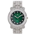 thumbnail image 1 of Charles Raymond Blinged Out Ultimate Silver Hip Hop Royalty Mens Iced Out Wristwatch w/Diamond Time Indicators -Bright Colored Dial -Bright Colored Dial - L0504 (L0504DX Silver-MoneyGreen), 1 of 3