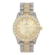 Charles Raymond Blinged out Mens Big Rocks with Roman Numerals Hip Hop Fully Iced Out Colorful Dial Watch - ST10327 RN Single ST10327-164 TT Gold