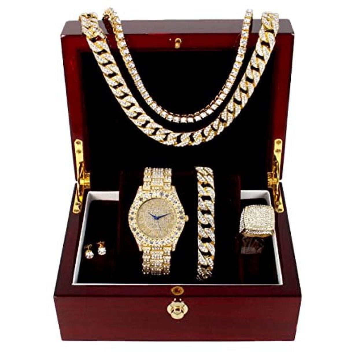 Charles Raymond Fully Iced Mens Big Rocks Bezel Color Dial with Roman ...