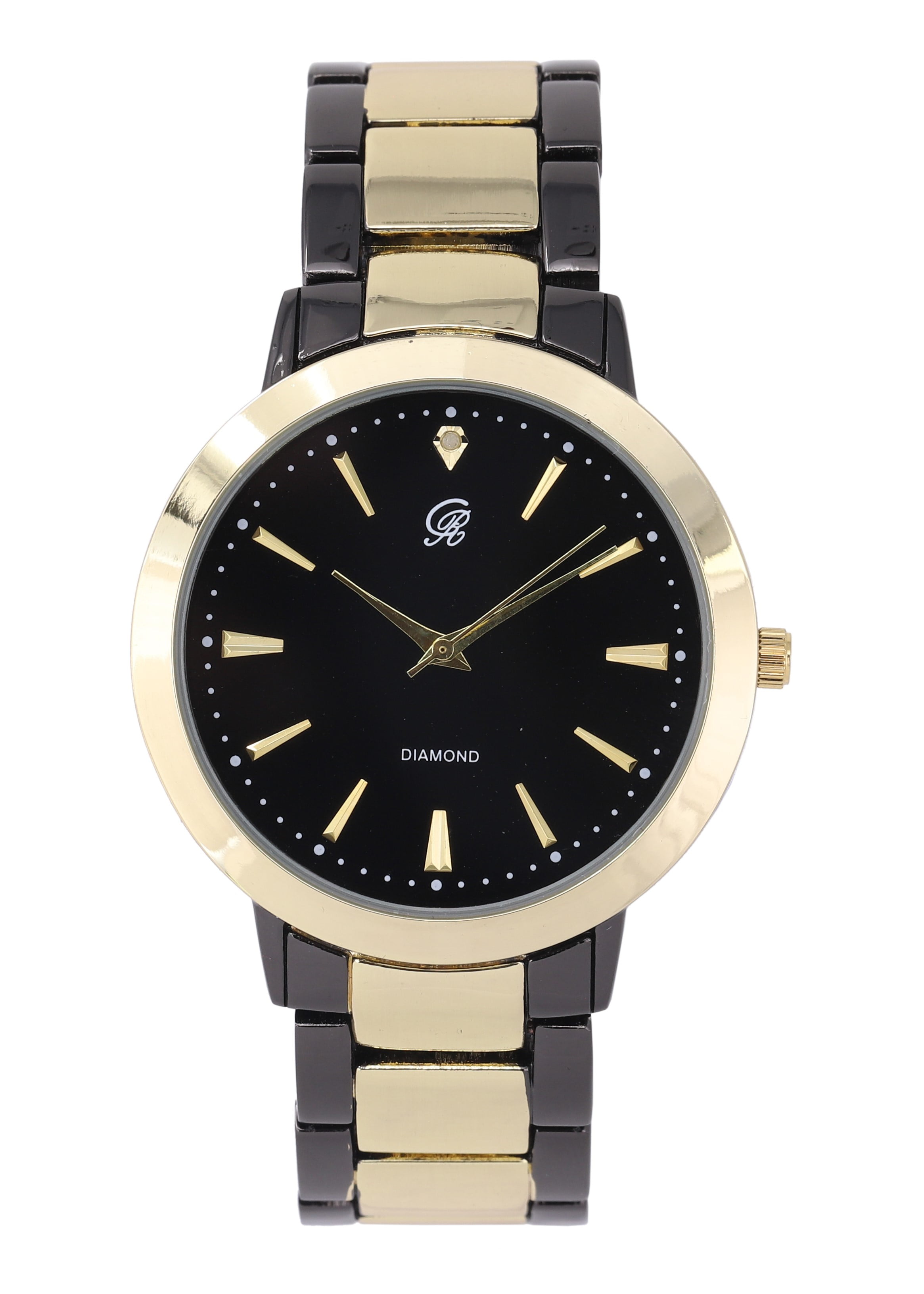 Charles Raymond Genuine Real Diamond at 12 o clock Elegant and Classy Mens Watch for all Occasions Easy Reader Simplistic Slashes at every hour