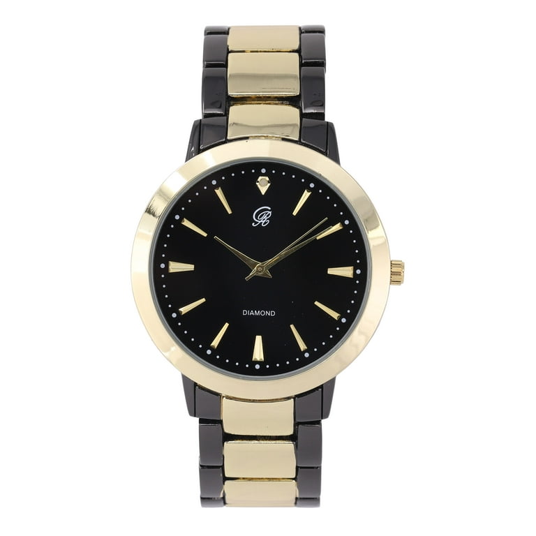 Charles Raymond Genuine Real Diamond at 12 o clock Elegant and Classy Mens Watch for all Occasions Easy Reader Simplistic Slashes at every hour Handsomely Stunning Walmart