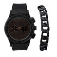 thumbnail image 1 of Charles Raymond Hip Hop Bang Bang All Over You Men's Watch with Black Iced Cuban Bracelet - Bling-ed Out Case and Dial with Easy Lock Smooth Black Rubber Band - ST10311BKC Cuban Set…, 1 of 6