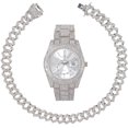 thumbnail image 1 of Charles Raymond Ice on Blast! Blinged Out Hip Hop Rolly Looks with Iced Out Wristwatch Trim and Band with Matching Zig Zag Bling'ed Out Necklace Sets - ZZ Necklace Sets - Silver, 1 of 6