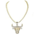 thumbnail image 1 of Charles Raymond Iced Out Bull Pendant on Tennis Chain for Men or Women - Bling'ed Out Hip Hop Jewelry on Blast! - Gold or Silver and Size Your Choice – TN001 Bull (Gold 16"), 1 of 4