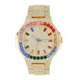 thumbnail image 1 of Charles Raymond Iced Out Mens Color on Blast Watch Single or Combo Sets with Blinged Out Bracelets Set. Iced Out Colourful Rainbow Flame Collection (ST10376 Gold), 1 of 3