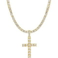thumbnail image 1 of Charles Raymond Iced Out Cross Pendant on Tennis Chain for Men or Women - Bling'ed Out Hip Hop Jewelry on Blast! - Gold or Silver and Size Your Choice - TN001 Cross (16" Gold), 1 of 5