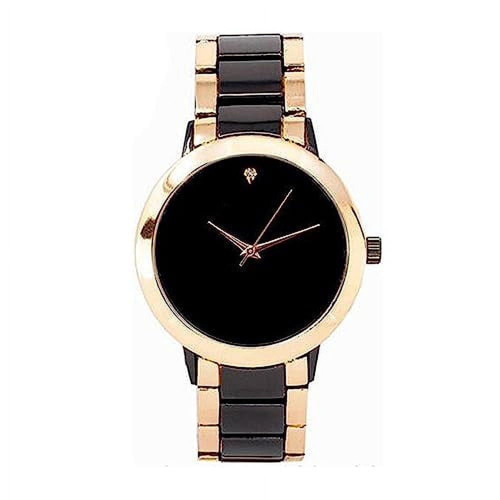 Charles Raymond Iced Out Diamond at 12 o'clock Elegant and Classy Mens Watch for All Occasions - Easy Reader Simplistic Slashes at Every Hour - Handsomely Stunning - 4904MB Single (4904MB Two Tone)
