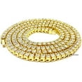 thumbnail image 1 of Charles Raymond Iced Out Hip Hop Gold Tone CZ Miami Cuban Link or Tennis Chain Choker Necklaces (Tennis Gold, 18"), 1 of 2