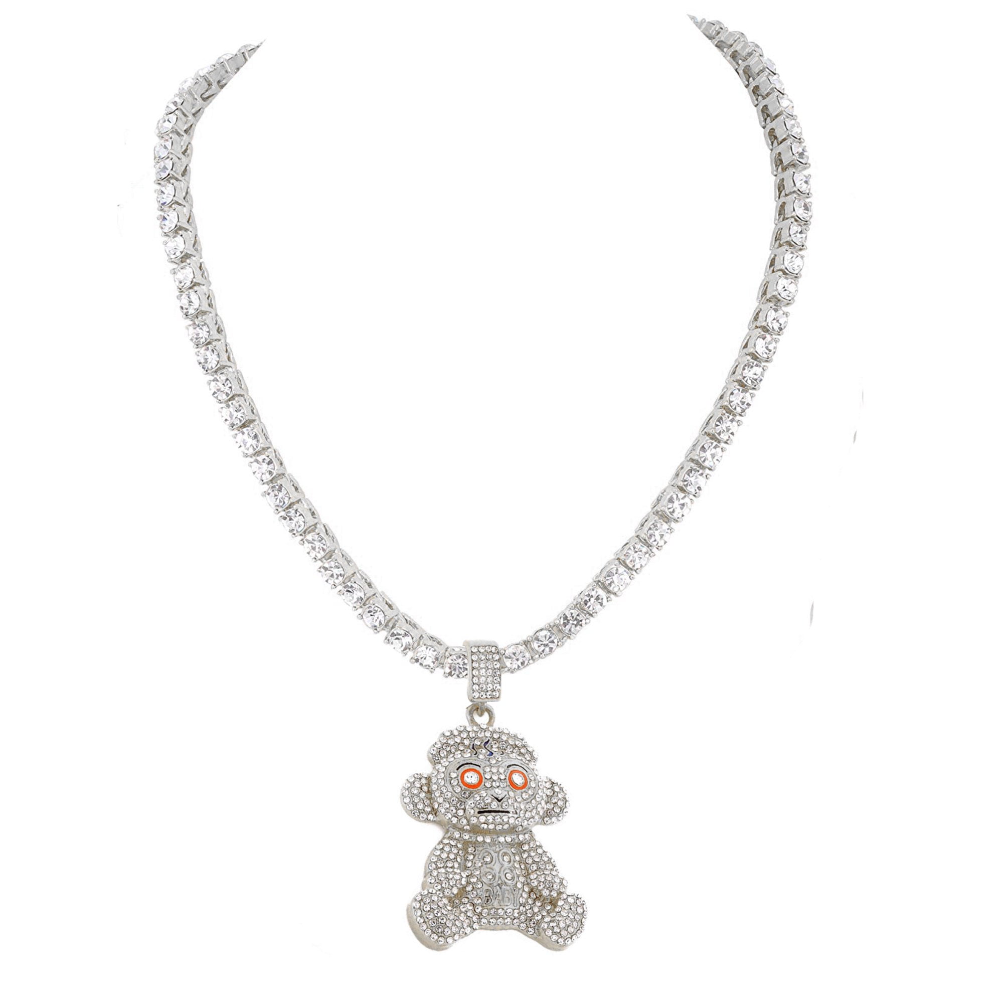 HH Bling Empire Mens Nba Youngboy Chains Iced Out,Silver or 14K Gold Baby  Monkey Pendants Hip Hop,Icy Rapper Chain Necklaces 22 Inch (Big-Gold,&  rope) 