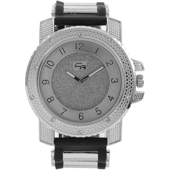 Charles Raymond Iced Out Oversized Hip Hop Bullet Rubber Band Mens Blinged Out Wristwatch, that shows your Lust for Life - GJM0586