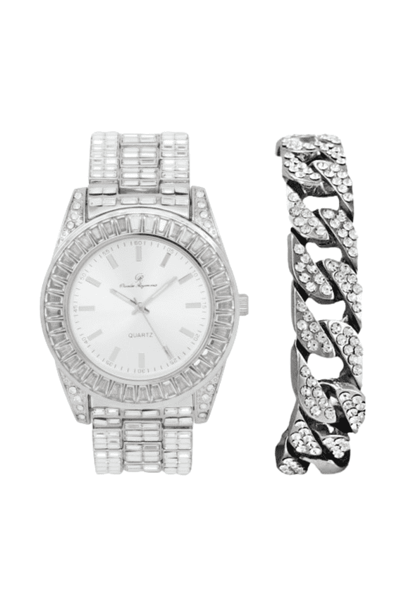 Iced Out Watch On and Bust Down The Wrist with Lotta of The Whitest and Colorful Crystal Watch with Clear Flawless Blinged Out Baquettes! - ST10377 (ST10377 Silver -C)