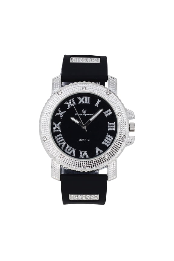 Iced Oversized Hip Hop Bullet Rubber Band Mens Watch, That Shows Your Lust for Life - GJM (GJM-PB-SLV)