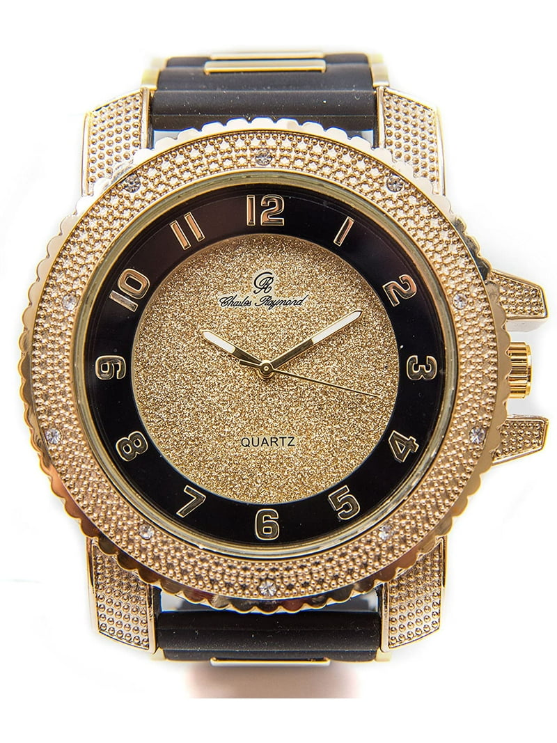 PHILIPPE CHARLES 腕時計 Charles Raymond Iced Oversized Hip Hop Bullet Rubber Band Mens