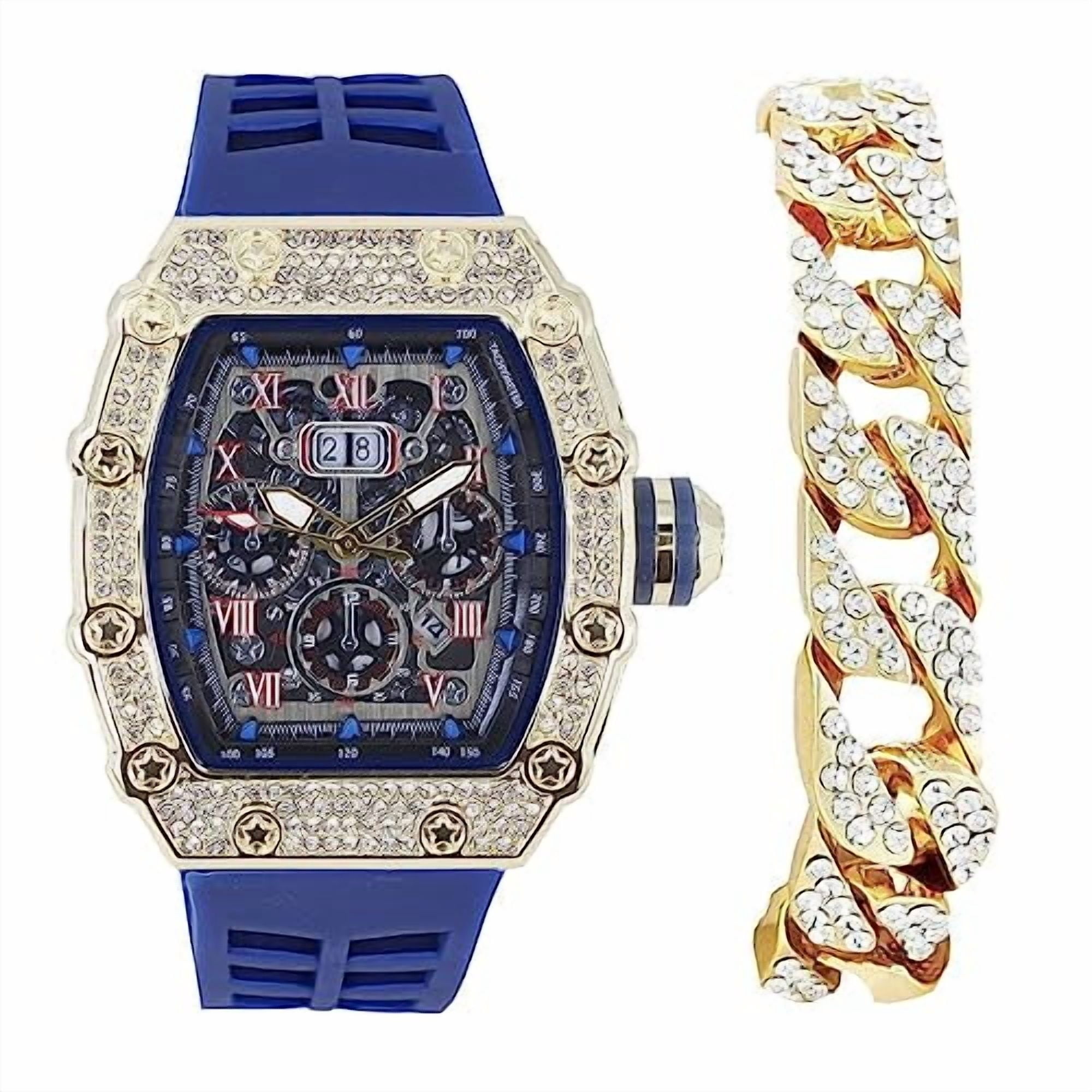 Charles Raymond Men's Luxury Iced Out Crystals Diamond Watch with