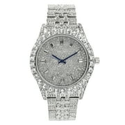 Charles Raymond Mens Hip Hop Metal Timepiece - Big Rhinestones on Trim and Elegant Baguette Time Indicators on Hip Hop Dial - Master Bling Designer Look - ST10226 BGS Single Silver Silver