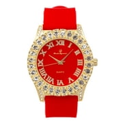 Charles Raymond Mens Silver Big Rocks with Roman Numerals Fully Iced Out Spring Summer Colorful Dial Blinged Out Hip Hop Wristwatch - ST10357 RN Single