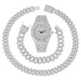 thumbnail image 1 of Charles Raymond Minimalist Designer Iced Out Watch. A Hip Hop Clone Conspiracy Timepiece to Become a King of Bling – ST10528-SLV-ZZ Set, 1 of 8