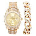 thumbnail image 1 of Charles Raymond Minimalist Designer Iced Out Watch with Date Window on dial A Hip Hop Clone Conspiracy Timepiece to Become a King of Bling - ST10328A (ST10328A Gld-Gld-CB), 1 of 6