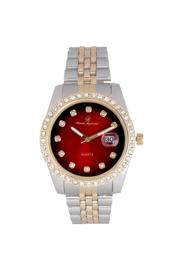 Rolly Look Blinged Out to Shoot for The Stars - Designed for Kings w/ Big Demeanors! Stand Out w/This Diamond Iced Out Eye-Catching Dial Wristwatch - ST10355
