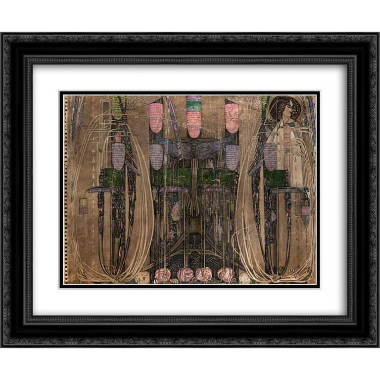 Charles Rennie Mackintosh 2x Matted 24x20 Black Ornate Framed Art
