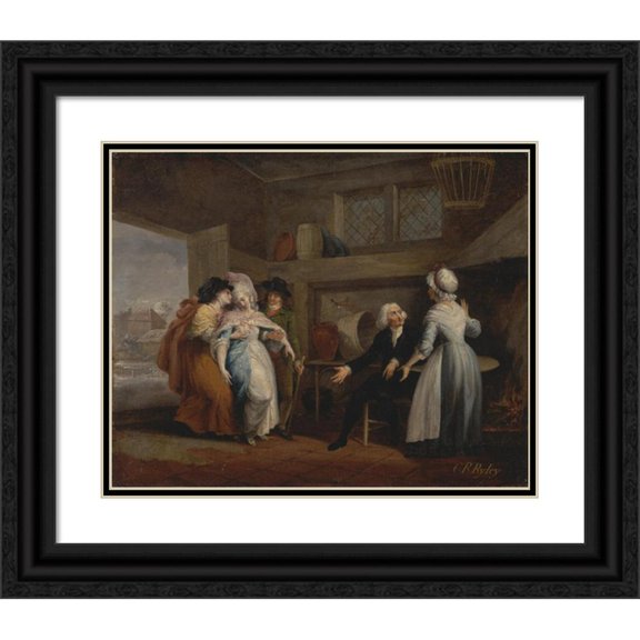 Charles Reuben Ryley 24x20 Black Ornate Framed Double Matted Museum Art Print Titled: ‘The Vicar of Wakefield,’ Vol. II, Chap. IIi- the Return of Olivia