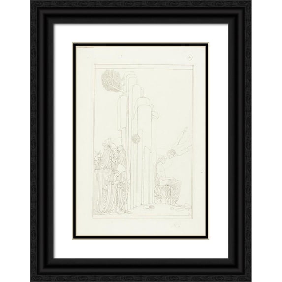 Charles Ricketts 11x14 Black Ornate Wood Framed Double Matted Museum Art Print Titled: The Teacher of Wisdom (C. 1890-1900)