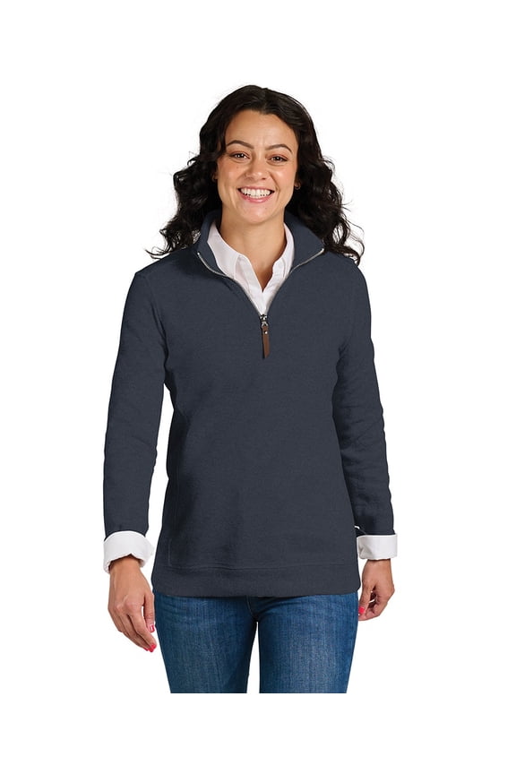 Apparel 5411 Women's Hudson Quarter Zip Pullover-Navy Heather-L