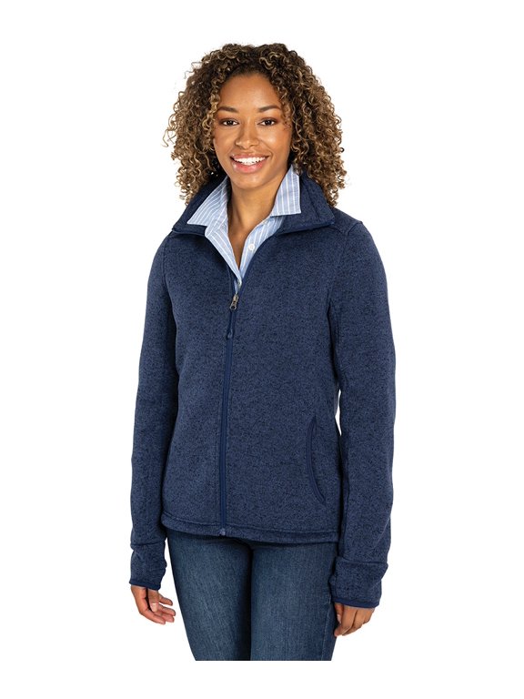 Apparel 5493 Women's Heathered Fleece Jacket-Navy Heather-3XL