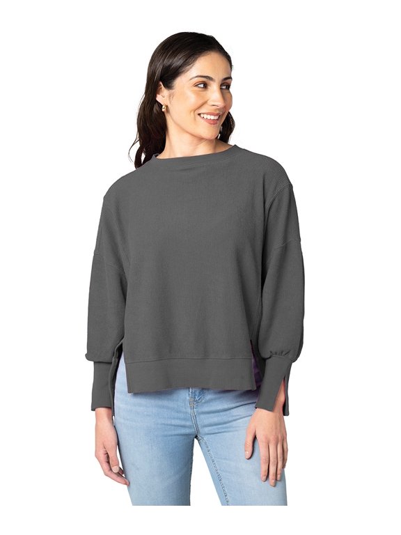 Apparel 5523 Women's Camden Spliced Crew Neck Sweatshirt-Grey-XXL