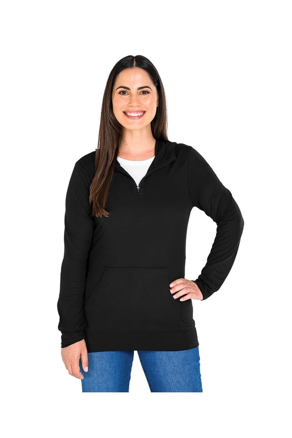 Apparel 5538 Women's Pulse Performance Quarter Zip Hoodie-Black-L