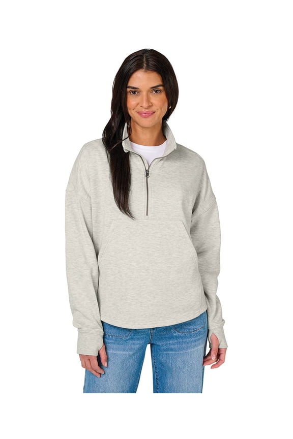 Apparel 5628 Women's Willow Half Zip Sweatshirt-Oatmeal Heather-M