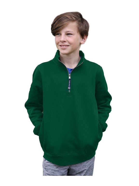 Apparel 8159 Youth Crosswind Quarter Zip Sweatshirt-Forest-XS