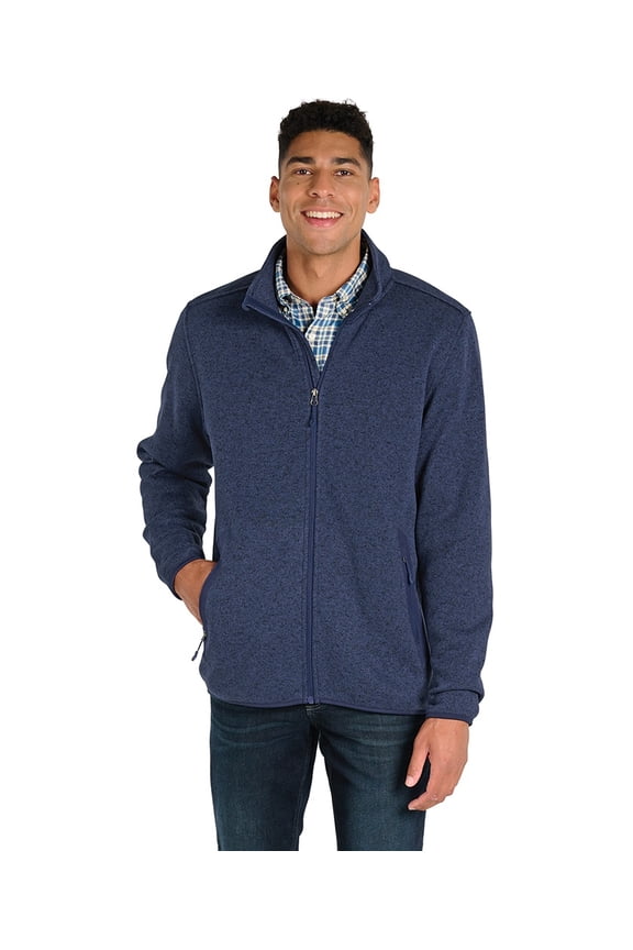 Apparel 9493 Men's Heathered Fleece Jacket-Navy Heather-3XL