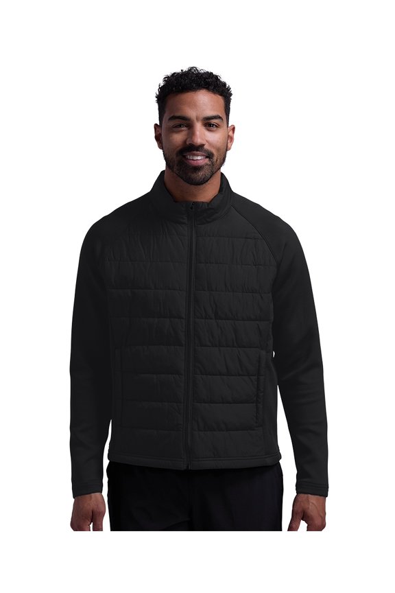 Apparel 9643 Men's Lotus Hybrid Puffer Jacket-Black-XXL