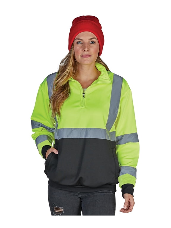 Apparel 9243 Quarter Zip Hi-Vis Sweatshirt-Lime/Black-XXL