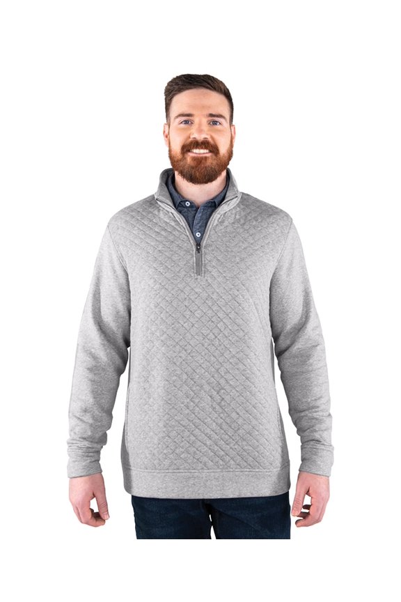 Apparel 9371 Men's Franconia Quilted Pullover-Heather Grey-S