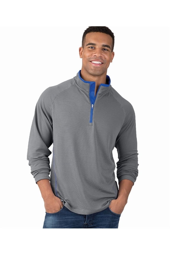 Apparel 9566 Men's Fusion Pullover-Grey/Royal-L