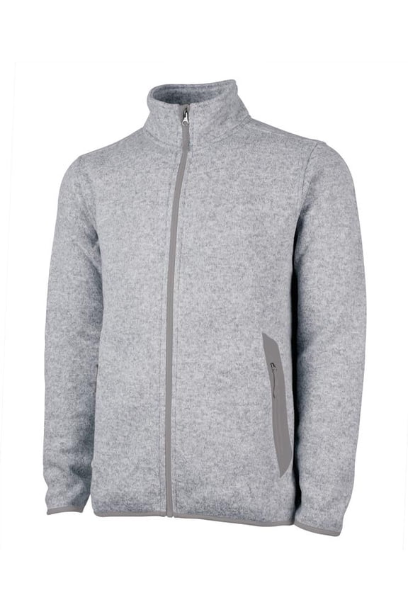 Men's Heathered Fleece Jacket in Light Grey Heather S | 9493