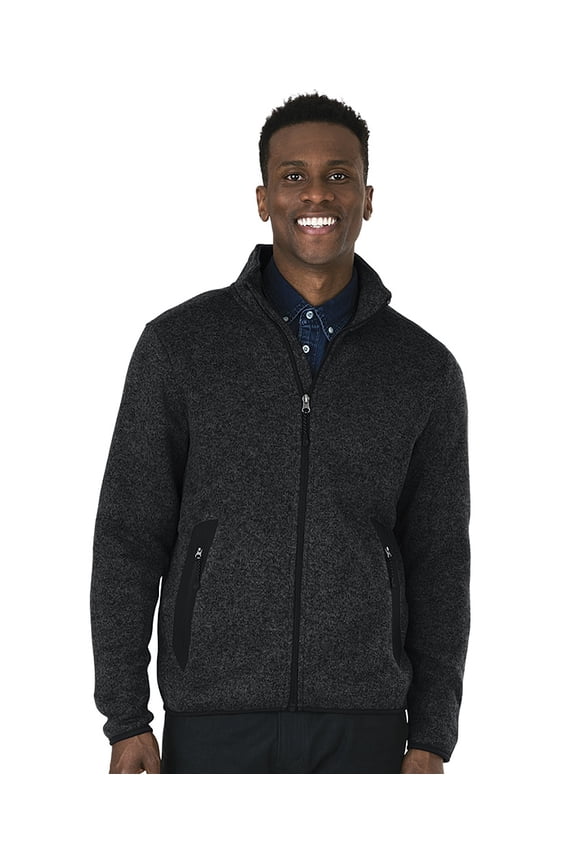 Apparel 9493 Men's Heathered Fleece Jacket-Black Heather-3XL
