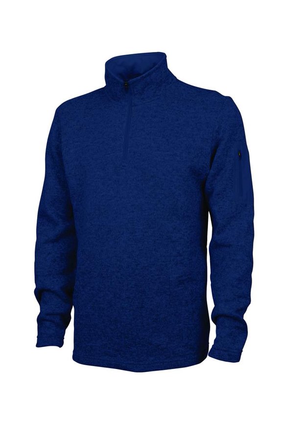 Apparel 9312 Men's Heathered Fleece Pullover-Navy Heather-XS
